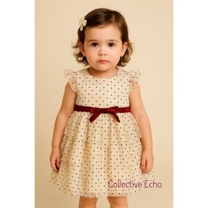 NWT Blueberi Boulevard Toddler Dress Gold Polka Dot Tiers Tulle Tutu Holiday 24M